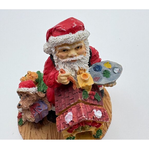 Santa Claus Painting Christmas Figurine Opening House Artist Holiday Scene - Picture 8 of 9